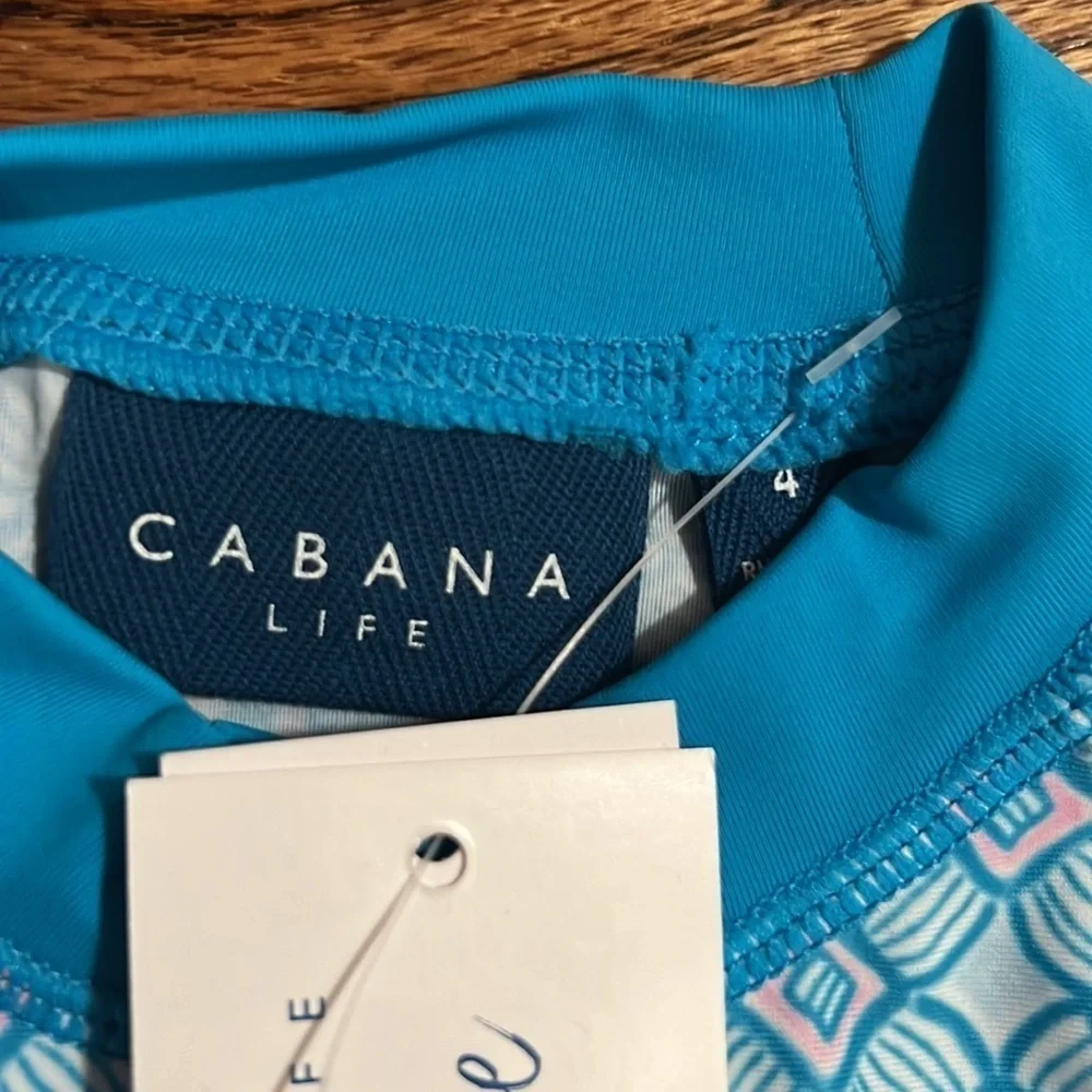 NEW Cabana Life | Girls Printed Rash Guard and Bikini Bottoms Set - UPF 50+ Sz 4